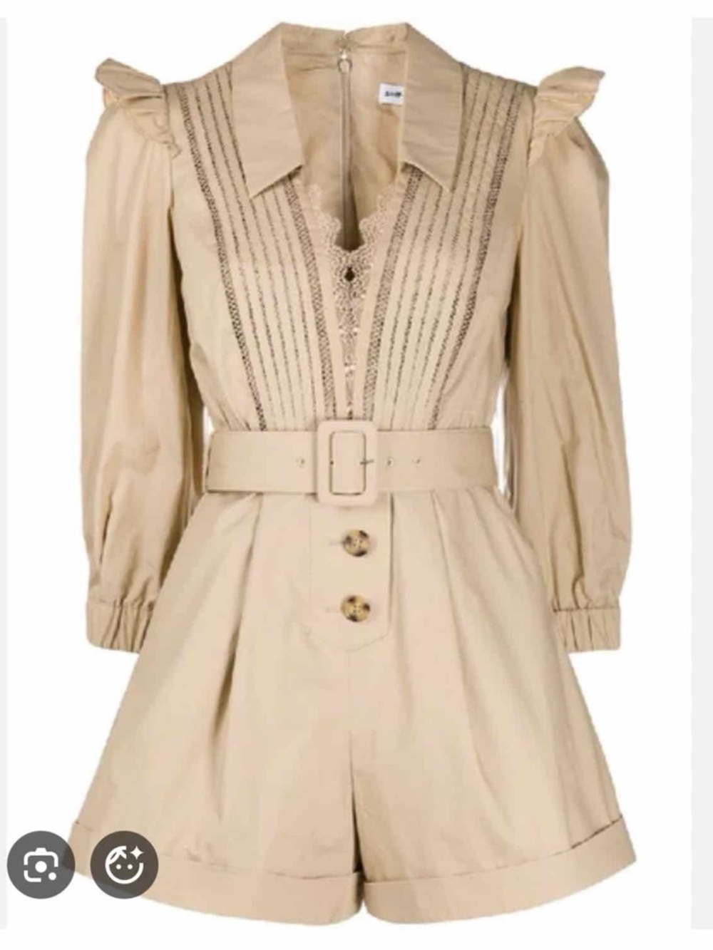 Self Portrait Beige Cotton Poplin Playsuit - NWT - Never Worn - size 6